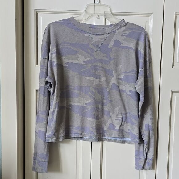 Gray and Purple Camouflage Long Sleeve Top - Picture 1 of 4